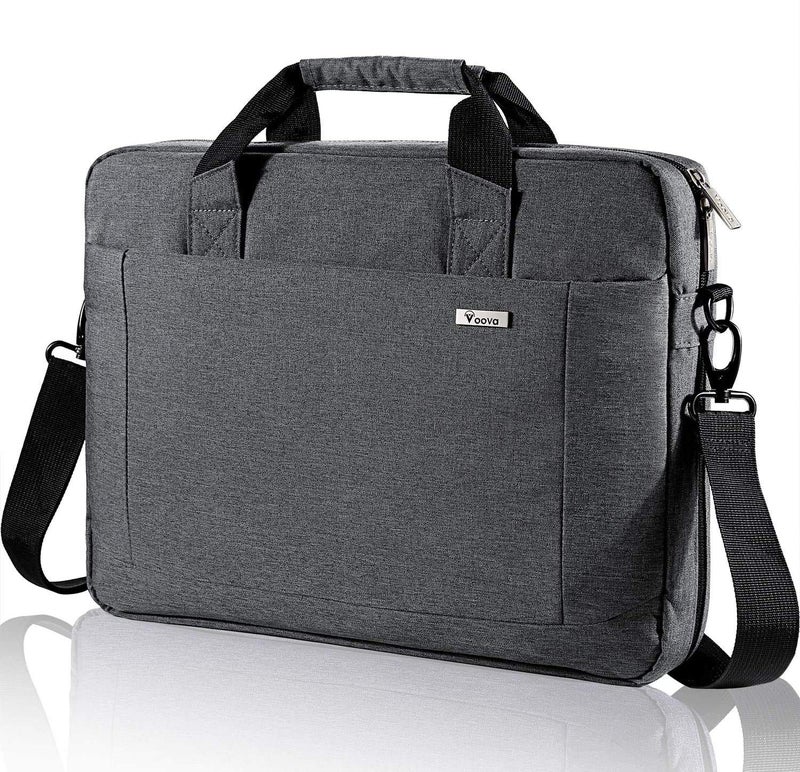Voova Laptop Bag Case 17 17.3 Inch Computer Sleeve Messenger Bag with Shoulder Strap Expandable Waterproof Large Capacity Business Briefcase for Work Travel Fit 17-18â€ Laptop, Men Women, Gray - Image 1